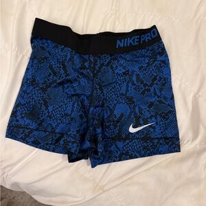 Nike Pro Blue and Black Snake Print Shorts